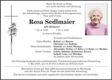 Traueranzeige Rosa Sedlmaier