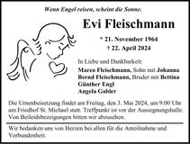 Traueranzeige Evi Fleischmann
