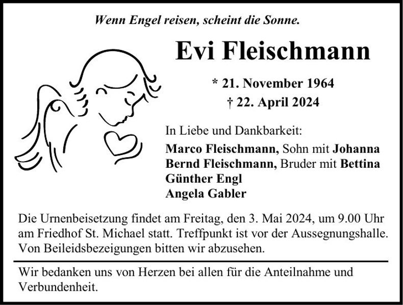 Traueranzeige Evi Fleischmann