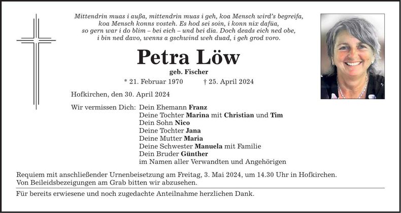 Traueranzeige Petra Löw