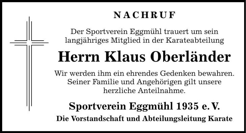 Traueranzeige Klaus Oberländer