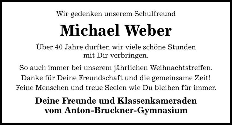 Traueranzeige Michael Weber