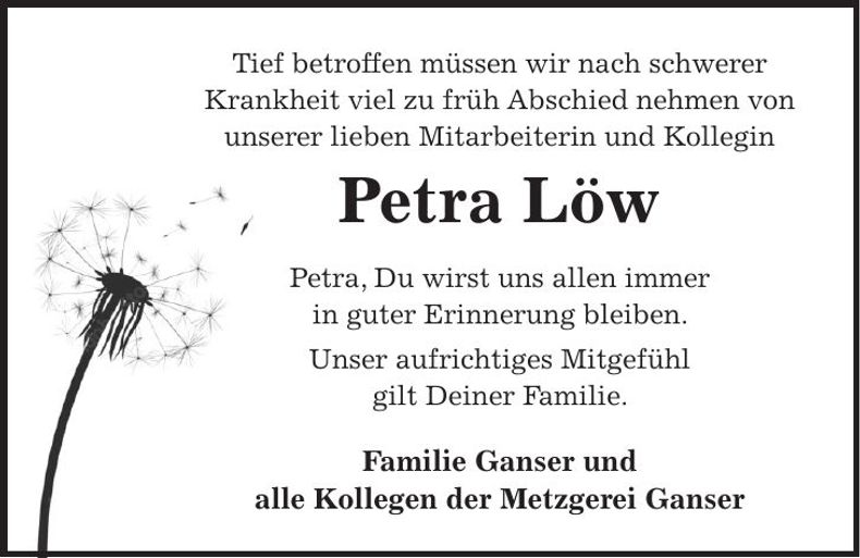 Traueranzeige Petra Löw