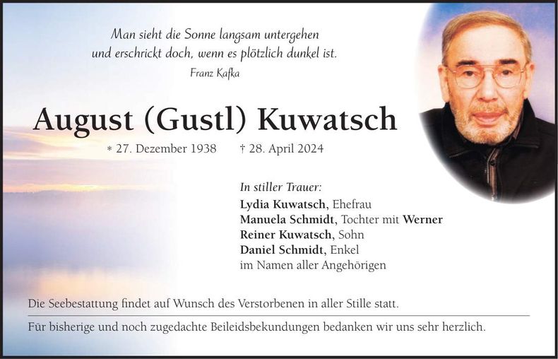Traueranzeige August Kuwatsch