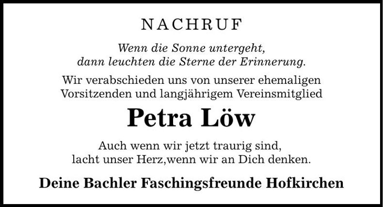 Traueranzeige Petra Löw