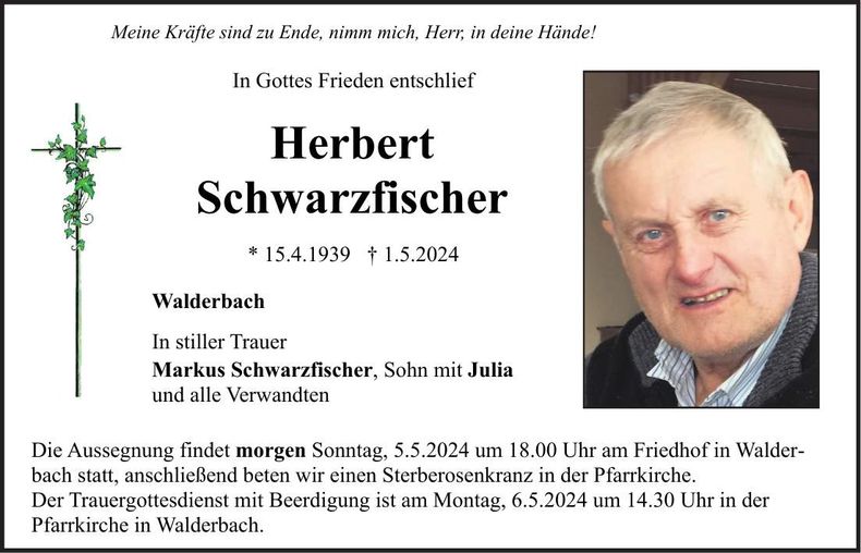 Traueranzeige Herbert Schwarzfischer
