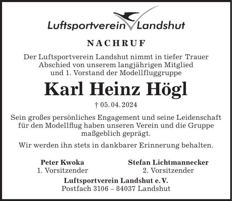 Traueranzeige Karl Heinz Högl