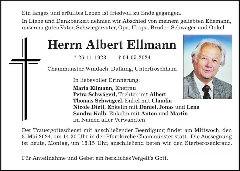 Traueranzeige Albert Ellmann