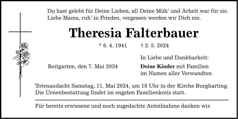 Traueranzeige Theresia Falterbauer