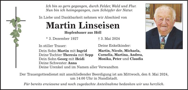 Traueranzeige Martin Linseisen