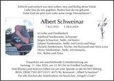 Traueranzeige Alberg Schweinar