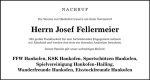 Traueranzeige Josef Fellermeier