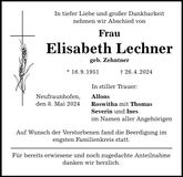 Traueranzeige Elisabeth Lechner