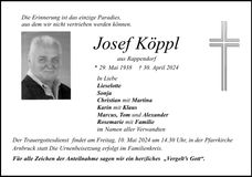 Traueranzeige Josef Köppl