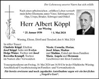 Traueranzeige Albert Köppl