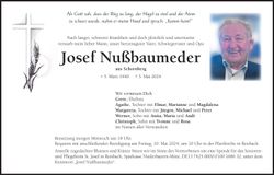 Traueranzeige Josef Nußbaumeder