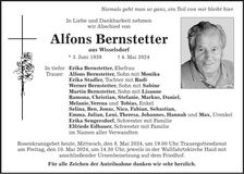 Traueranzeige Alfons Bernstetter