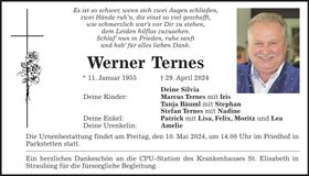 Traueranzeige Werner Ternes