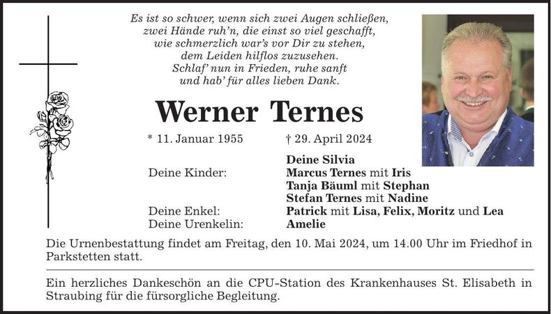 Traueranzeige Werner Ternes