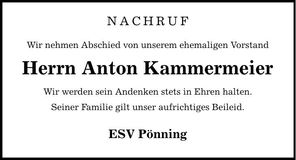 Traueranzeige Anton Kammermeier