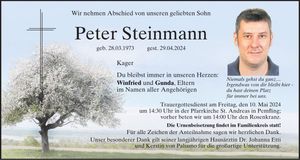 Traueranzeige Peter Steinmann