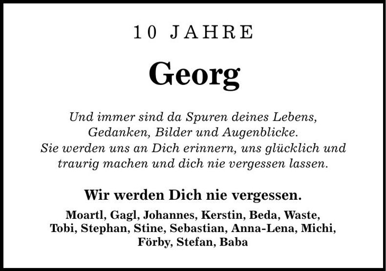 Traueranzeige Georg Fersch