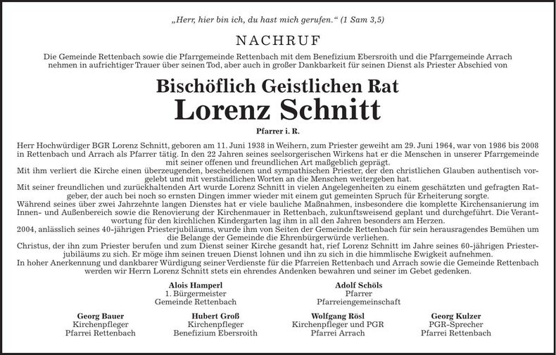 Traueranzeige Lorenz Schnitt