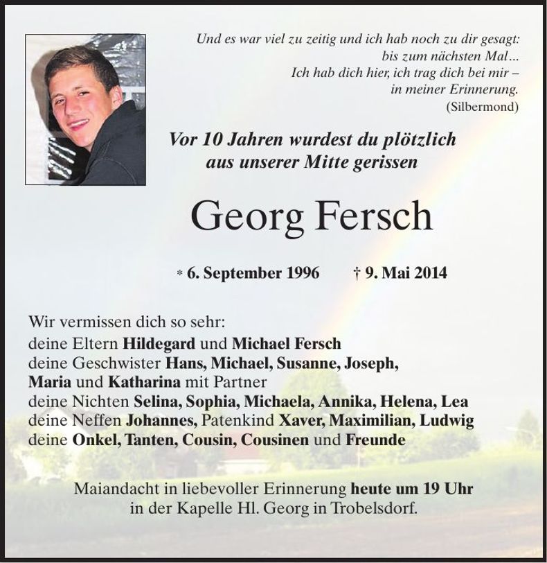 Traueranzeige Georg Fersch