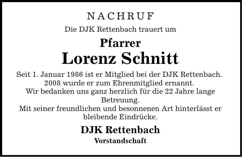 Traueranzeige Lorenz Schnitt