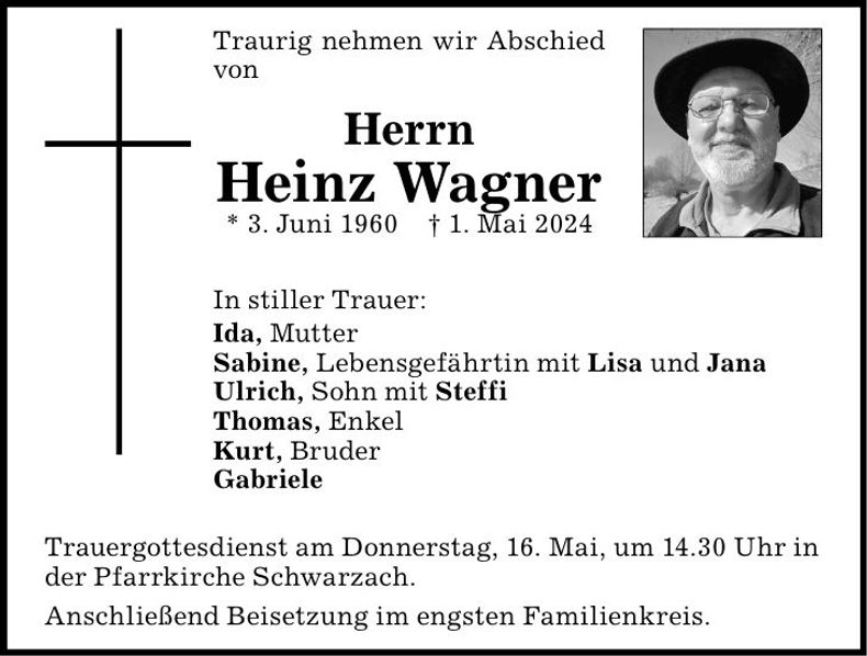 Traueranzeige Heinz Wagner
