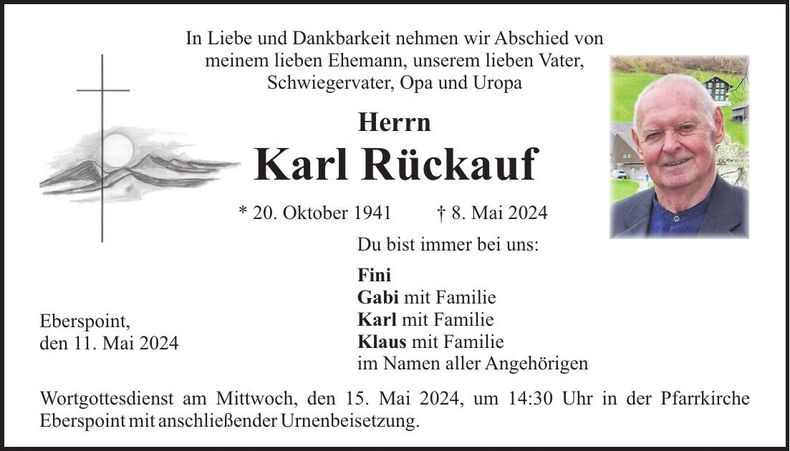 Traueranzeige Karl Rückauf