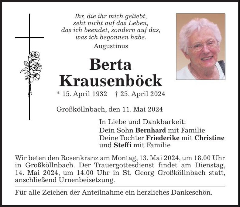 Traueranzeige Berta Krausenböck