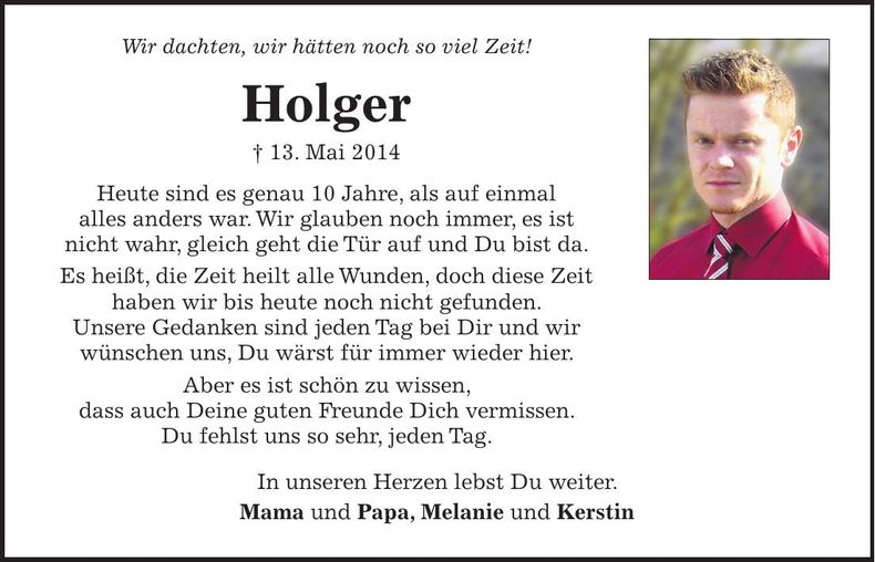 Traueranzeige Holger Klein