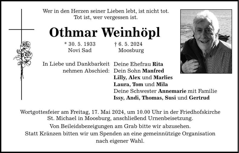 Traueranzeige Othmar Weinhöpl