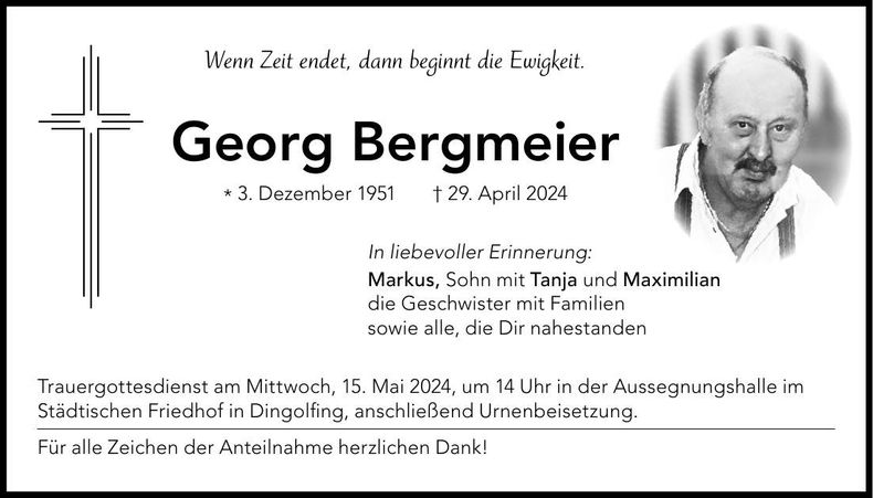Traueranzeige Georg Bergmeier