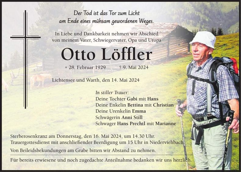 Traueranzeige Otto Löffler