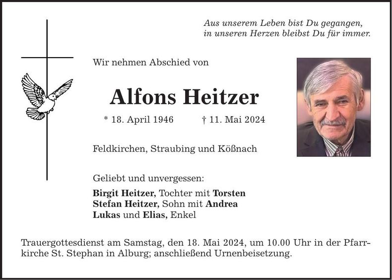 Traueranzeige Alfons Heitzer