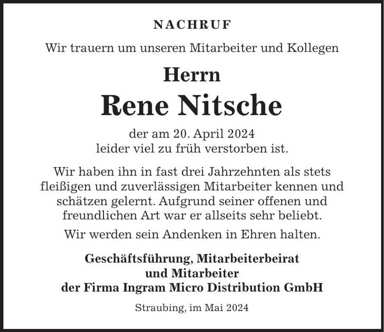 Traueranzeige Rene Nitsche