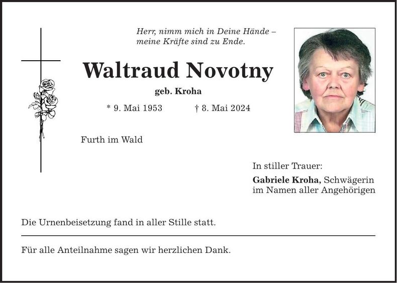 Traueranzeige Waltraud Novotny