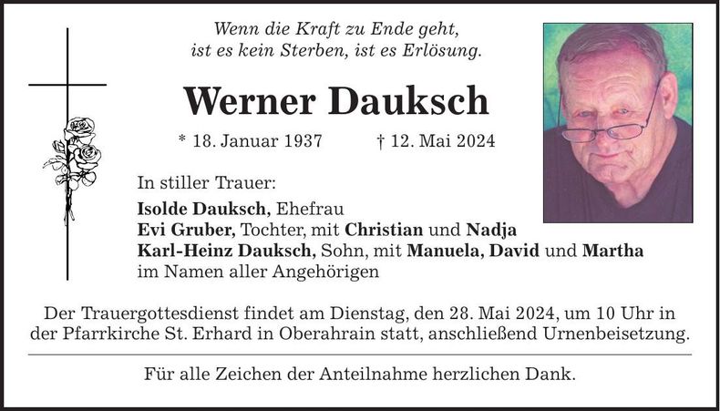 Traueranzeige Werner Dauksch