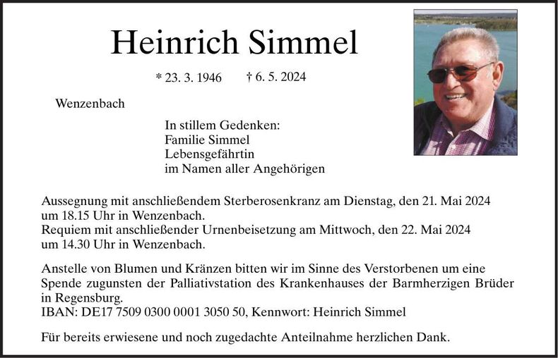 Traueranzeige Heinrich Simmel