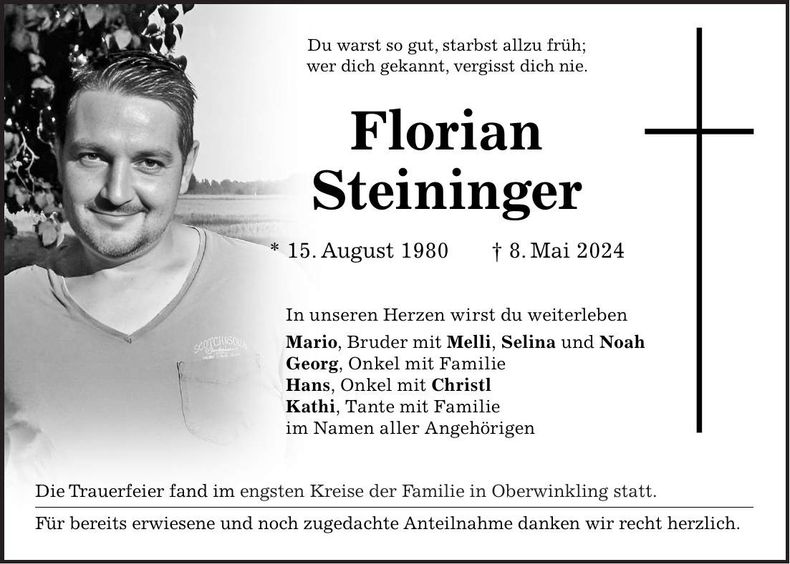 Traueranzeige Florian Steininger