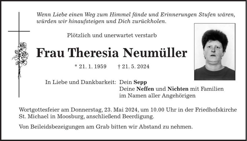 Traueranzeige Theresia Neumüller