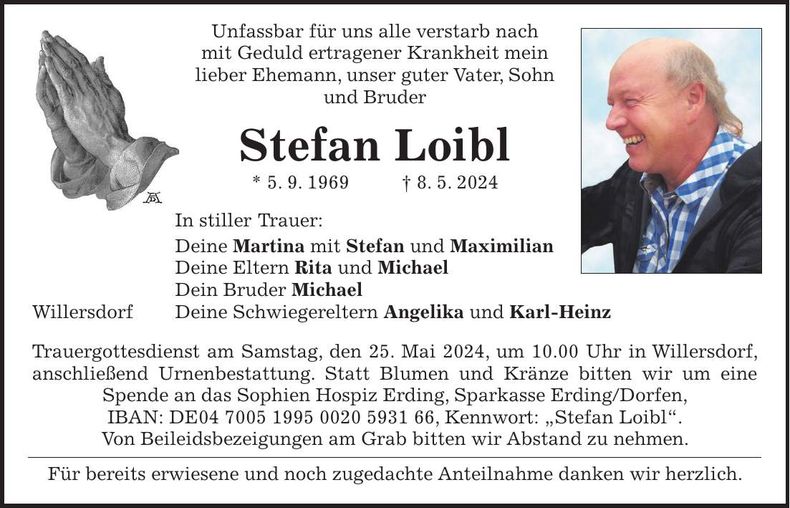Traueranzeige Stefan Loibl