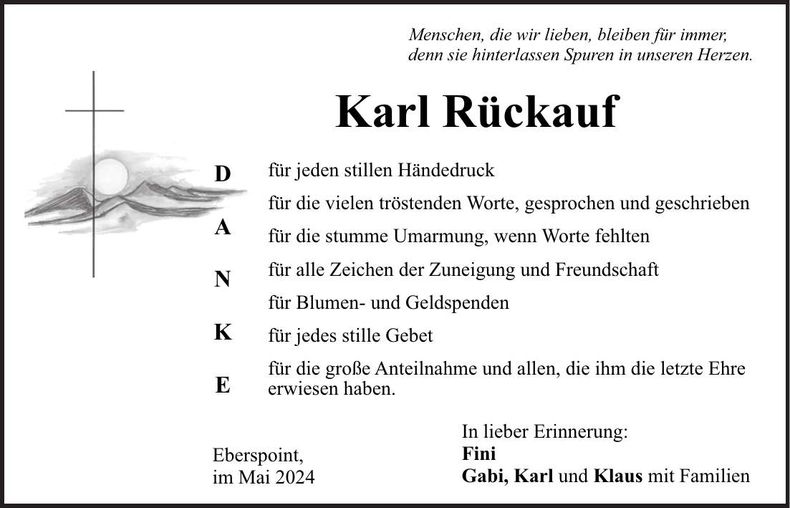 Traueranzeige Karl Rückauf