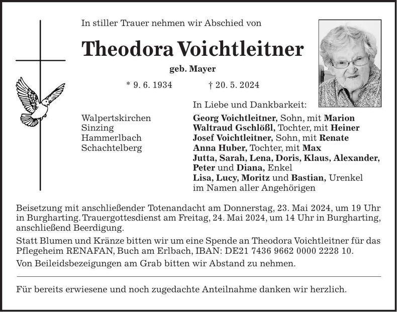 Traueranzeige Theodora Voichtleitner