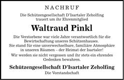 Traueranzeige Traudl Pinkl