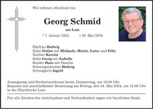 Traueranzeige Georg Schmid