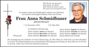 Traueranzeige Anna Schmidbauer