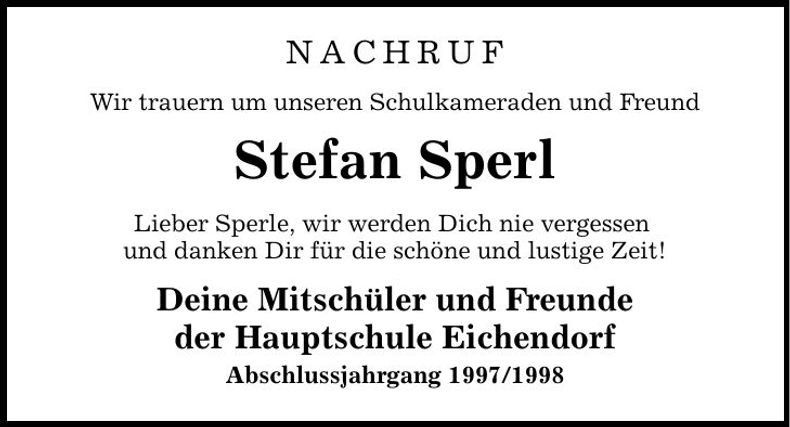 Traueranzeige Sperl Sperl